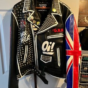 Oi oi oi super dope punk rock leather jacket made an America super hard